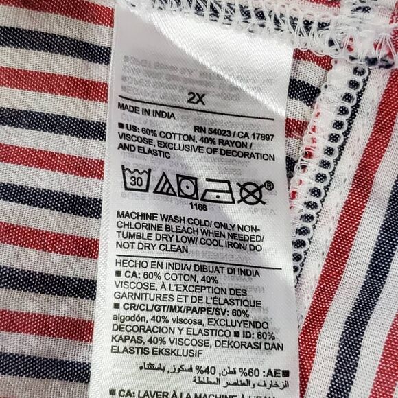 Old Navy 2x Plus White Striped Blouse Open Back - Picture 6 of 8